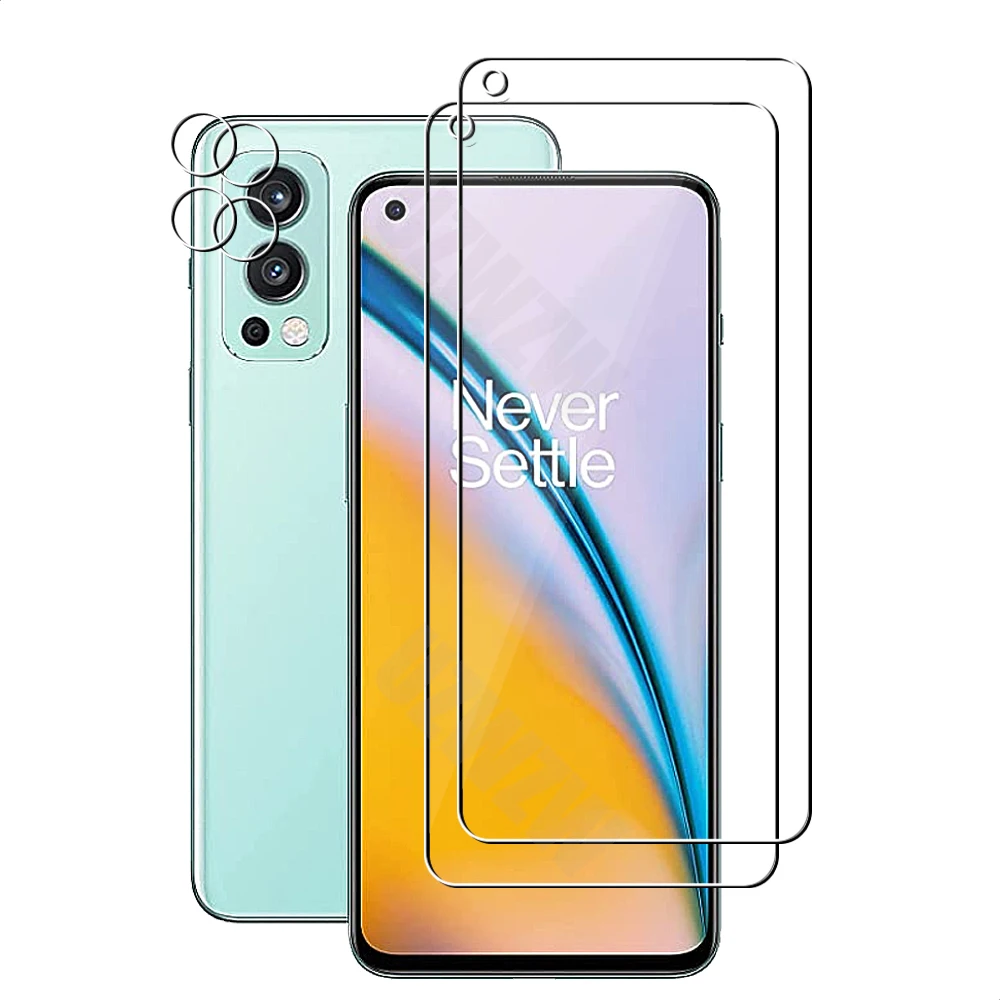 

(2+2) For OnePlus Nord 2 (5g) (2pcs) Camera Lens Film & (2pcs) Protective Phone Screen Protector Tempered Glass Guard
