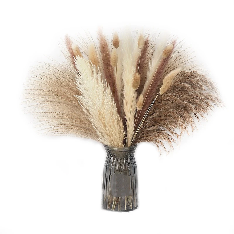 

65Pcs Natural Dried Pampas Grass Boho Decor Fluffy Floral Home Decor Wedding Decor And Table Setting