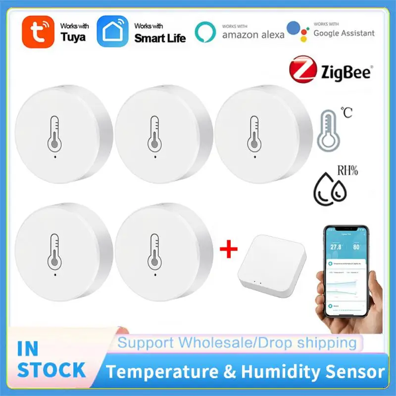 

ZigBee Smart Temperature Humidity Sensor Tuya Smart Home Thermometer Detector Real-time monitor APP Control With Alexa Google
