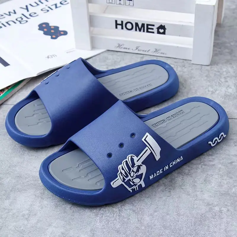 

Men's Summer Open Toe One Word Casual Slippers Soft Bottom Non Slip Silent Home Casual Slippers Anti Odor Bathroom Slippers