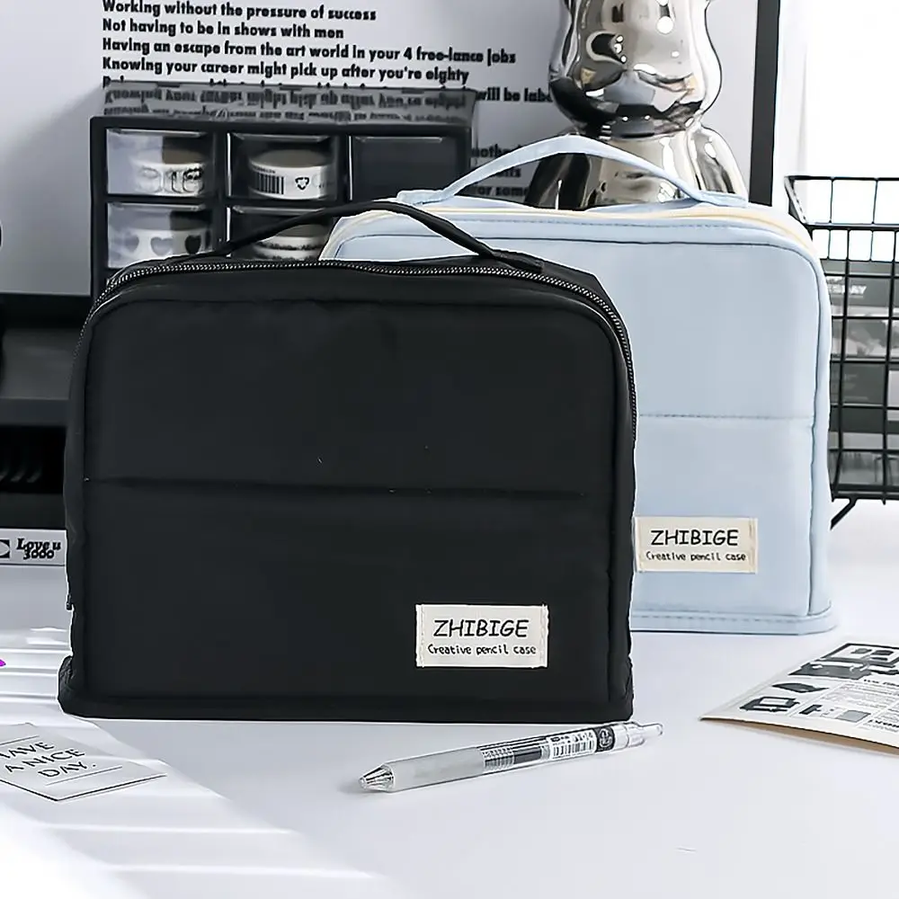 Портативный пенал с ручкой вместительный чехол для хранения канцелярских