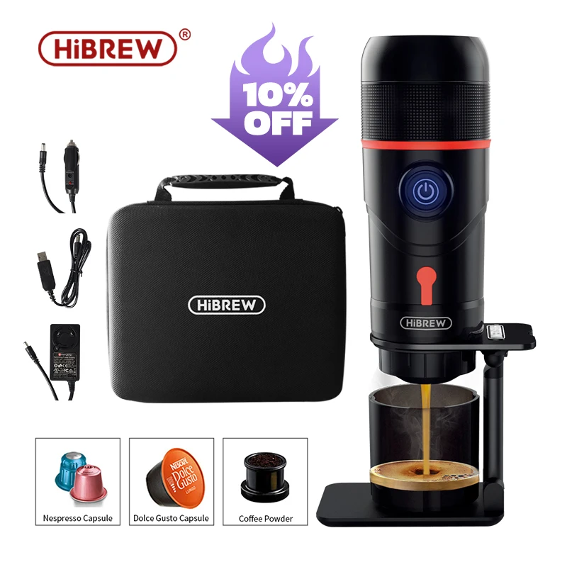 Портативная кофемашина HiBREW для автомобиля и дома, кофеварка для эспрессо на 12 В постоянного тока, подходит для эспрессо, Dolce Pod, кофейный порошок H4 Портативная кофемашина HiBREW для автомобиля и дома, кофеварка для эспрессо на 12 В постоянного тока, подходит для эспрессо, Dolce Pod, кофейный порошок H4
