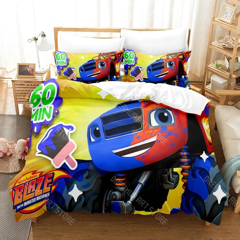 Фото Комплект постельного белья с 3D-принтом Blaze N Monster Machines для мальчиков и девочек: пододеяльник, наволочка, размеры Twin, Queen, King, Full, Single, Double №3