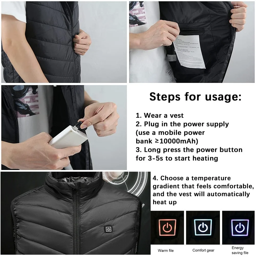Жилет с электрическим подогревом 9 мест для мужчин и женщин умный жилет