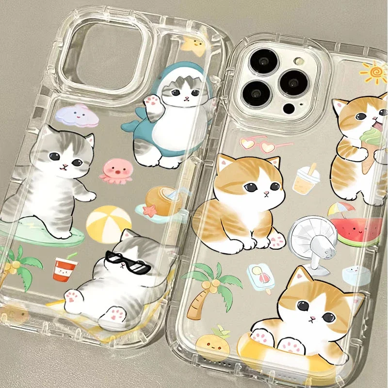 Прозрачный чехол Cartoon Summer Mofusand Cat для Xiaomi Redmi Note 13 12 Pro Plus 5G 4G 12S 11 11S 10 10S 9 9S 8 12C 10C Back Capa