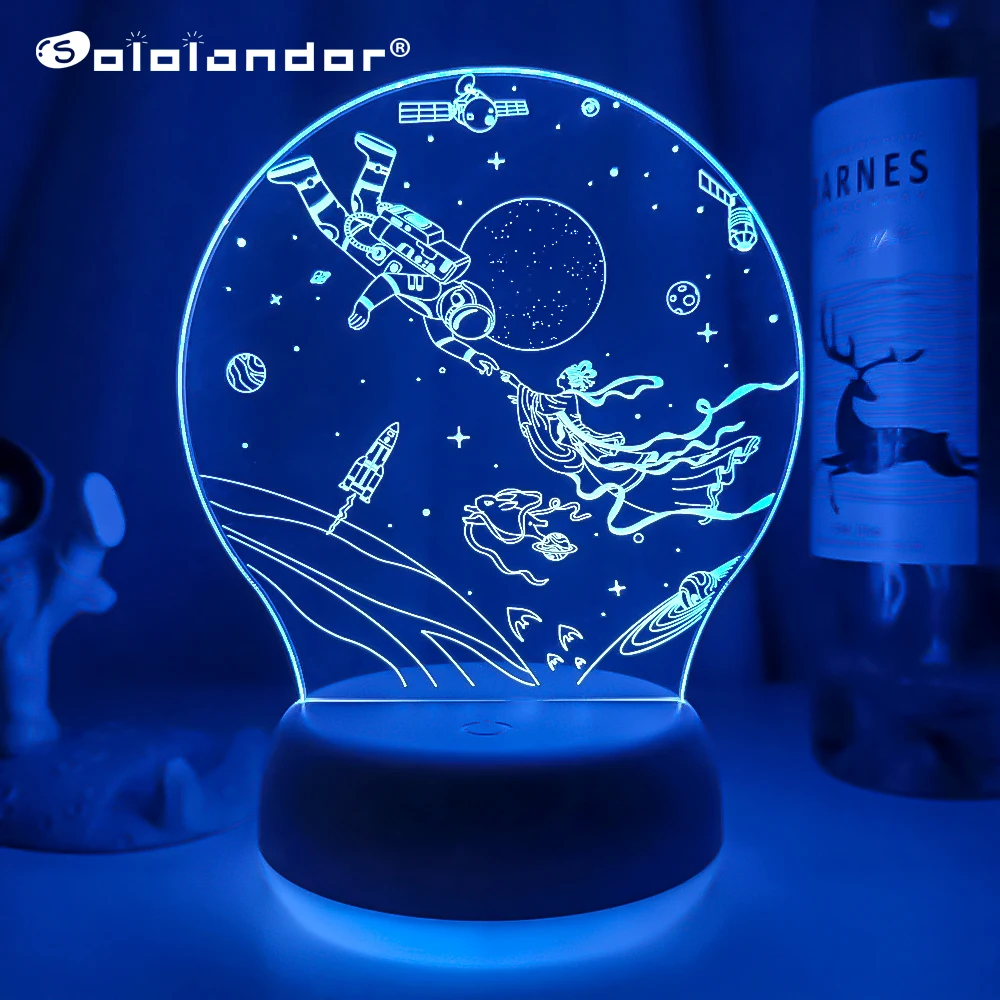 

Novelty Astronaut 3D Night Light Creative Spaceman Model USB LED Table Lamp Desktop Decoration Bedroom Adornment Children's Gift