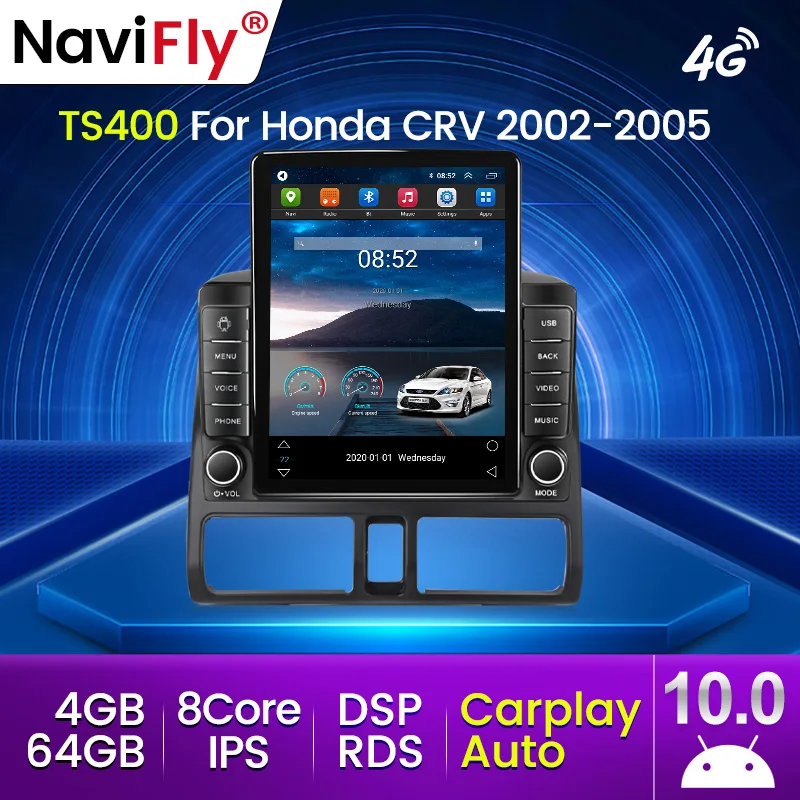 Android 10 Carplay 4G для Tesla вертикальное автомобильное радио Видео Стерео Honda CR-V CRV 2 2001 2002