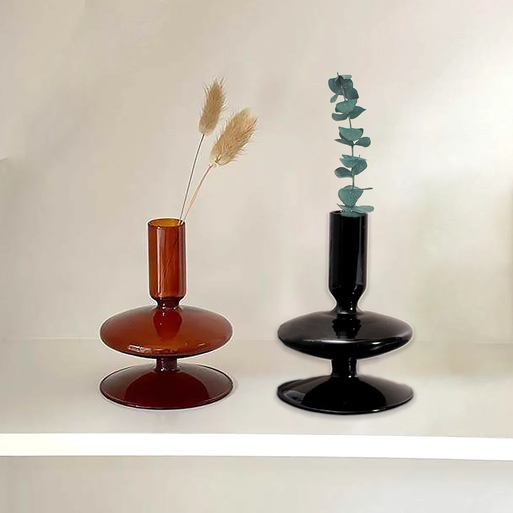 

Colorful Glass Candle Holders Home Decoration Vase Glass Candlesticks Ornament Living Room Decor Glass Candle Holders