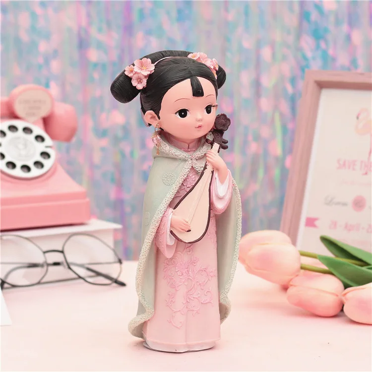 Creative retro palace style auspicious girl ornaments ornaments wine cabinet living room bedroom decorative crafts gifts