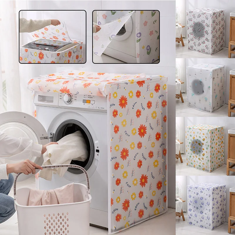 

PEVA Sunscreen Dust Proof Cover Washing Machine Cover Waterproof Case Washing Machine Protective Dust Jacket Front Top Open