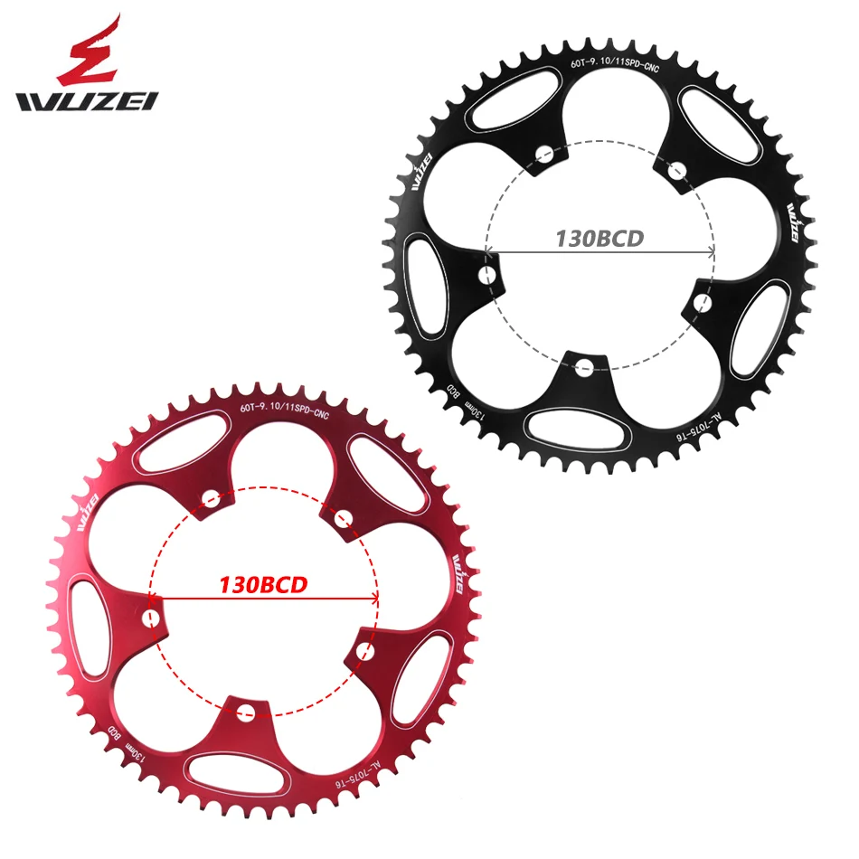 WUZEI 130BCD Road Bike Chainring 50/52/54/56/58/60T Bicycle Sprocket BCD 130 Folding Narrow Wide Chainwheel Cycling Parts |