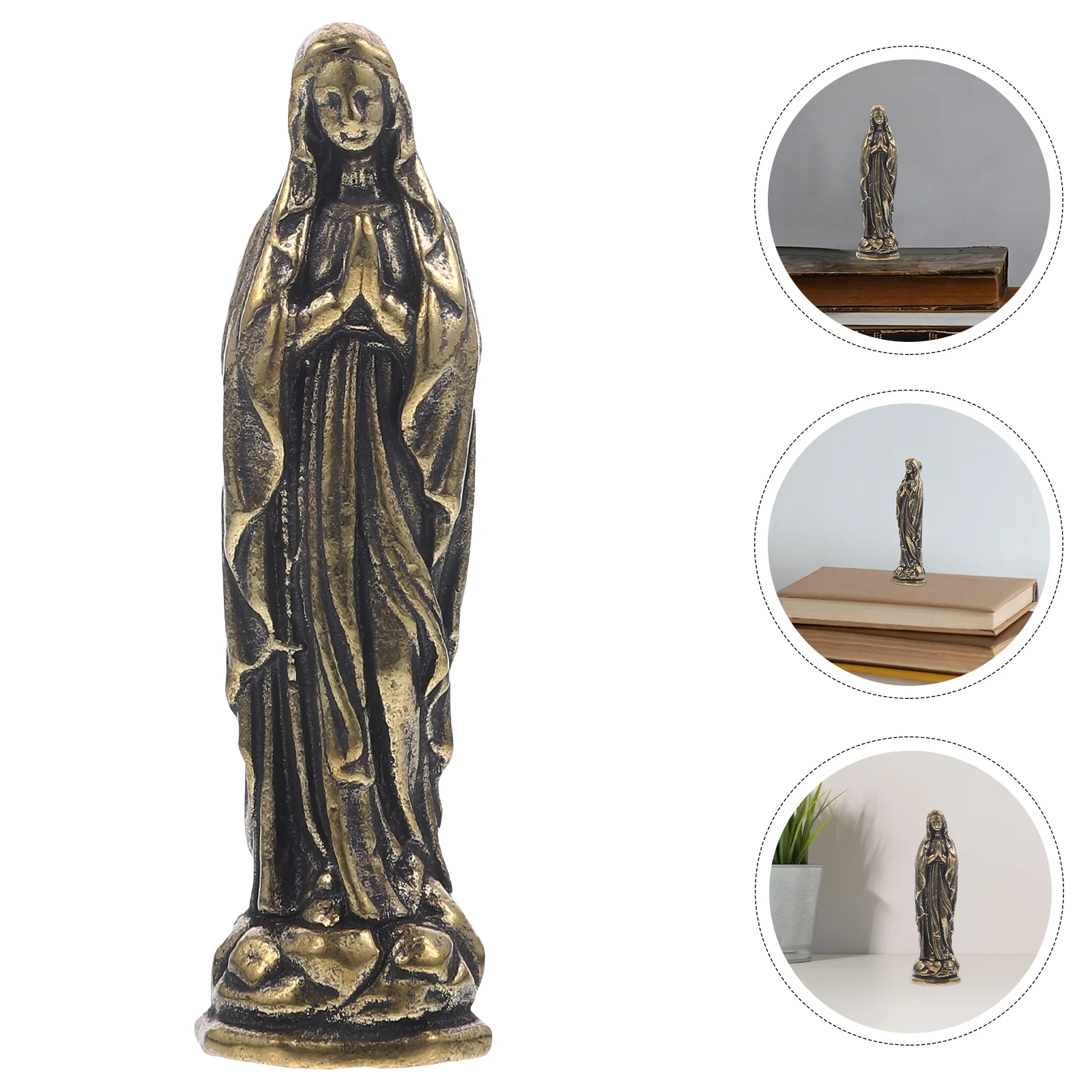 Ornaments Brass Maria Catholicism Adornment Virgin Mary Statue Desktop Dining Table Church Decoration Golden Man