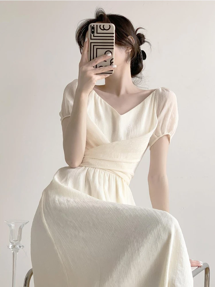 

Женское платье с V-образным вырезом, повседневное нежное приталенное платье в уличном стиле, весна-лето 2023