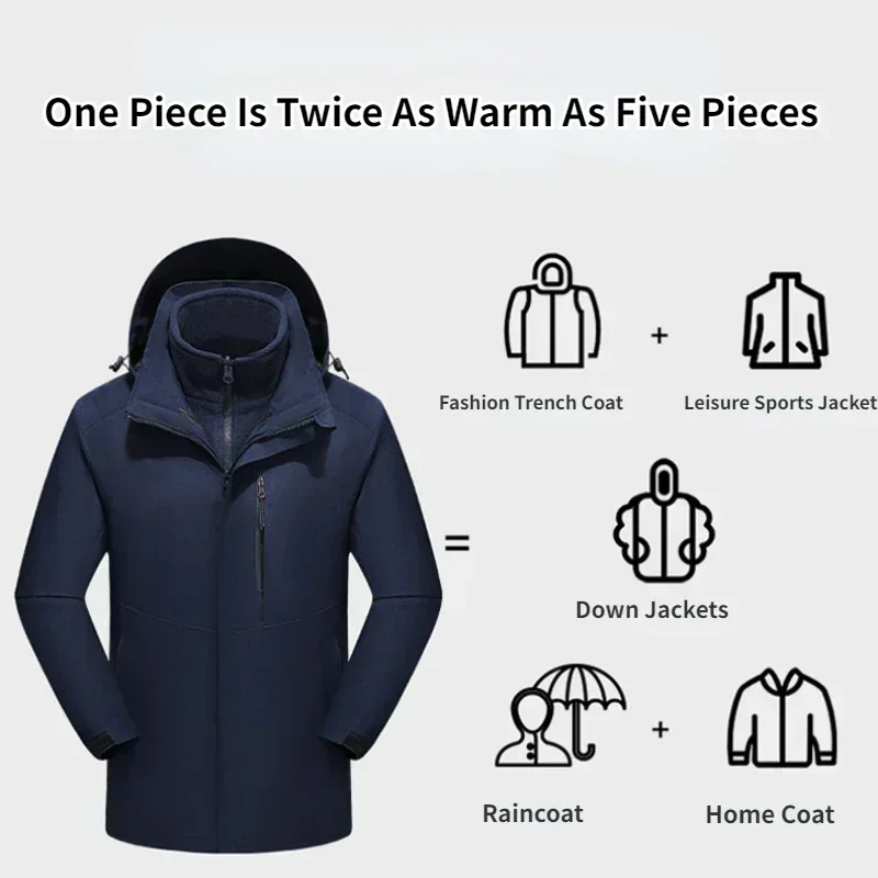 Мужская зимняя ветрозащитная куртка 3 в 1 с Usb-зарядкой