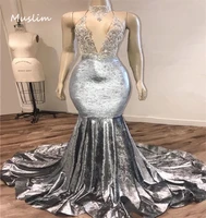 sexy black girls silver prom dress elegant deep v neck mermaid velvet evening dress formal dinner special occasion dress gala