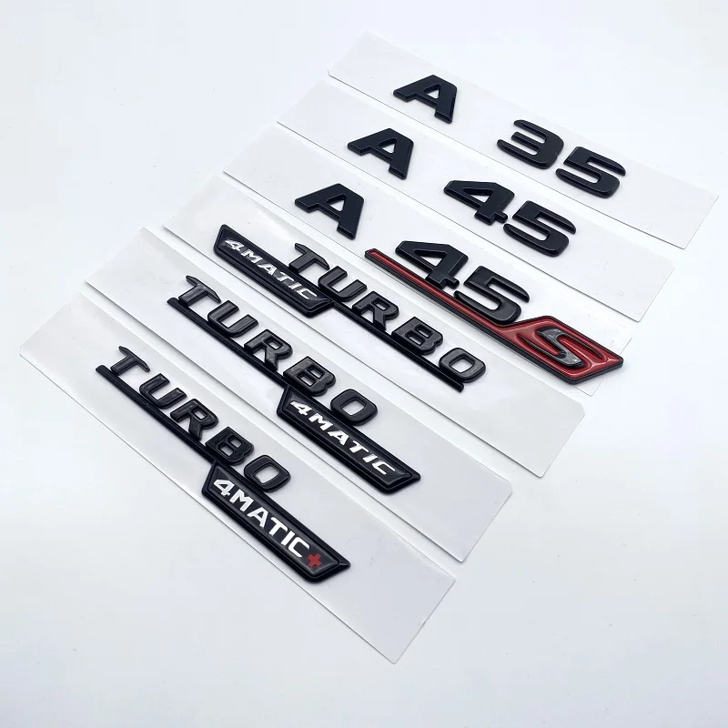

3D ABS Glossy Black Letters A35 A45 A45S Turbo 4matic Emblem for Mercedes Benz AMG Car Fender Trunk Rear W176 W177 Logo Sticker