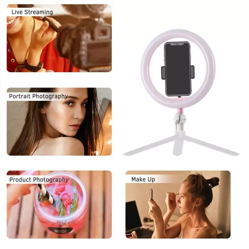 

Светодиодная кольцевая лампа для селфи, макияжа, фотосъемки, видео, прямой трансляции, USB кольцевой светильник с держателем для телефона, шт...