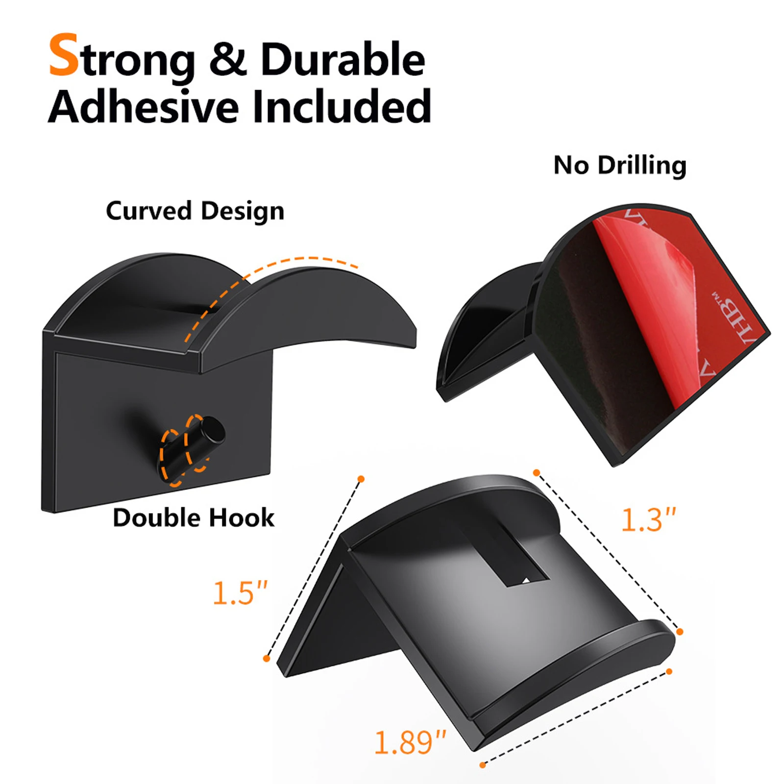 

For Wall Hat Hooks Hook 12PC Black White Hanger Hat Hook Storage Hat Sticky Hook Mounted Plastic Material Durable