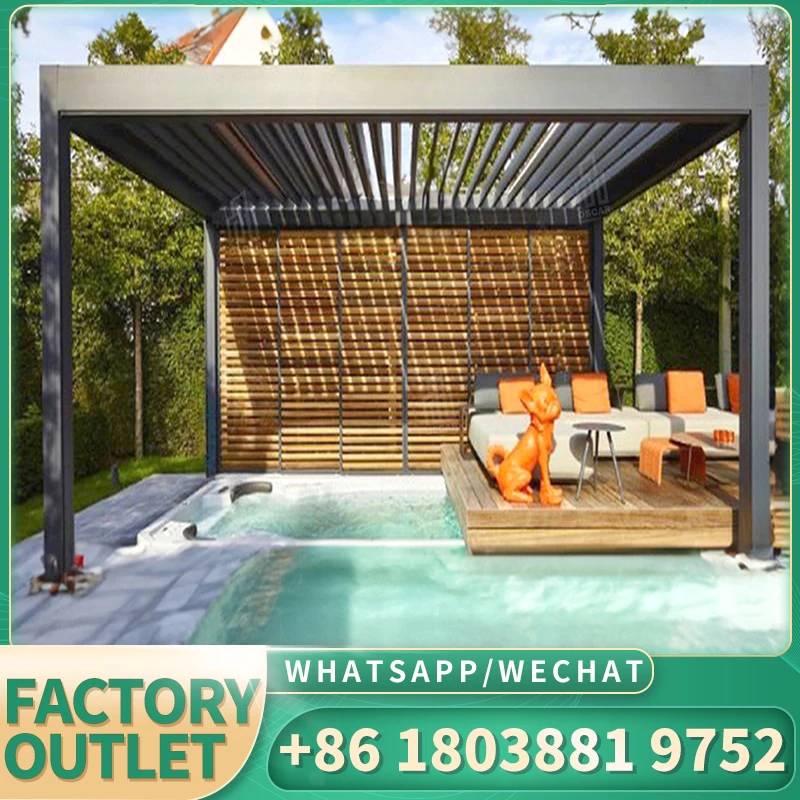 Выдвижной тент для крыши беседки Электрический алюминиевый пергол современный