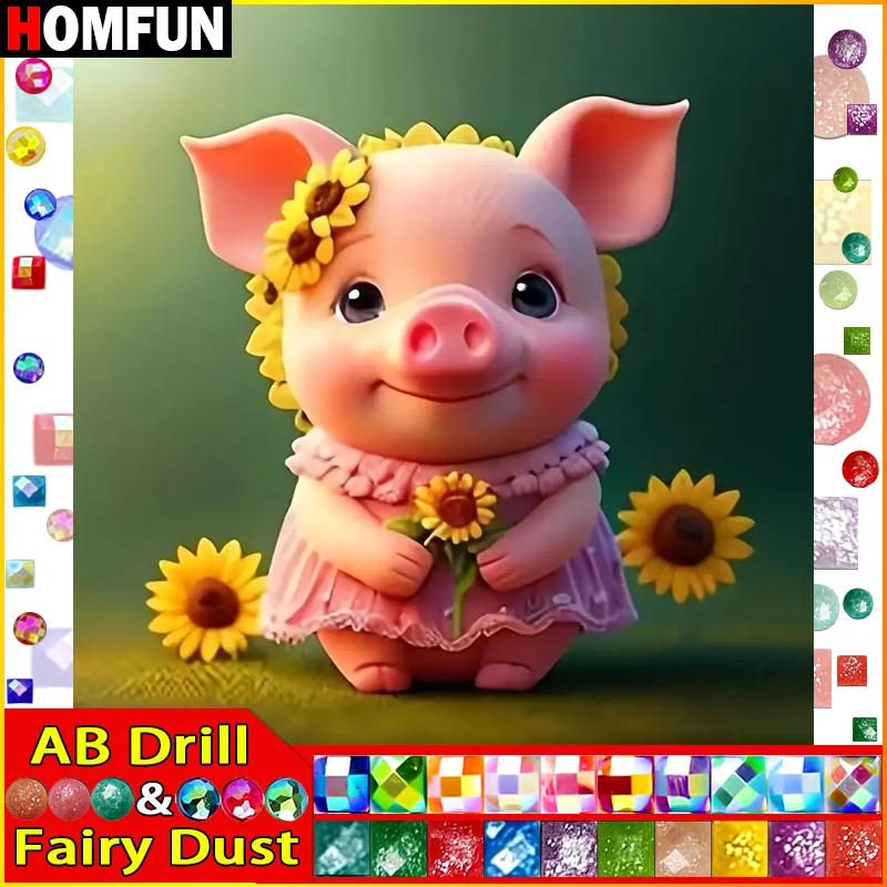 HOMFUN Фея Пыль AB Алмазная вышивка &quotЖивотное Свинья&quot узор DIY 5D алмазная живопись