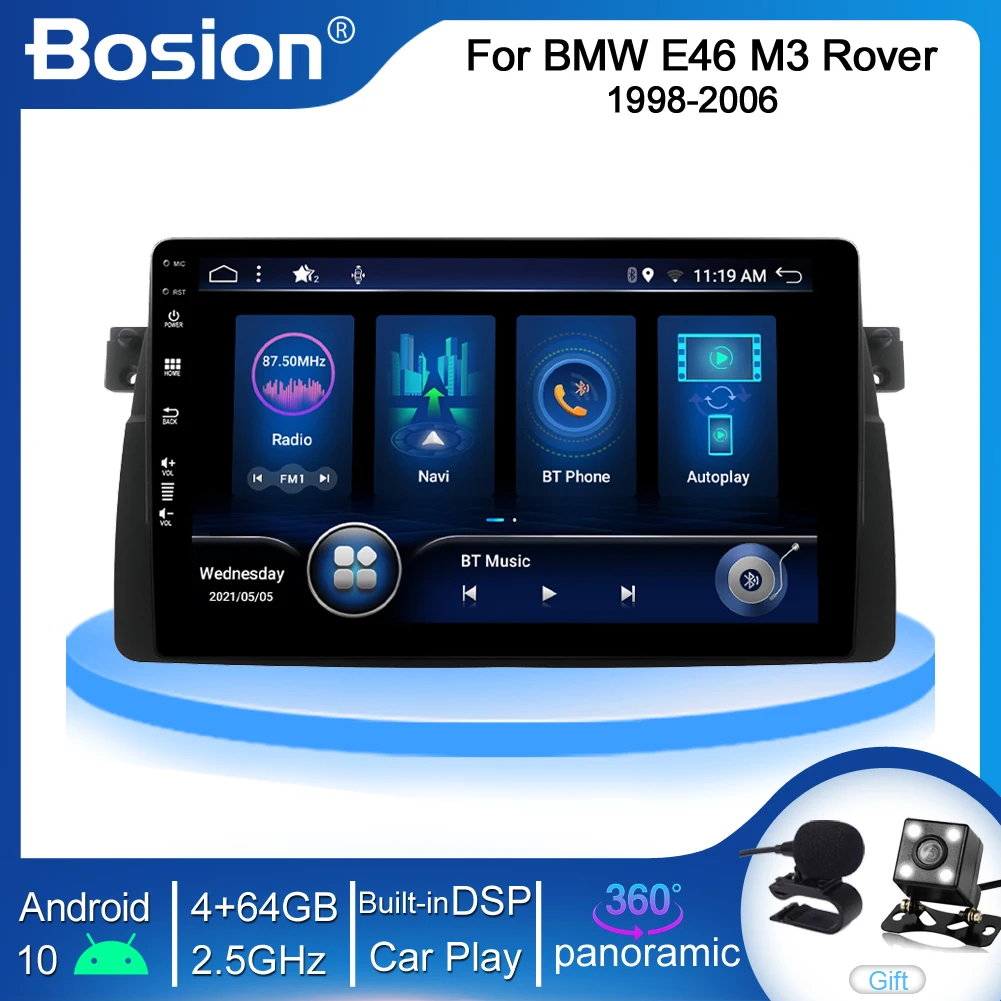 

Bosion 9" 2 din Android 10.0 android Auto Radio for BMW E46 M3 318/320/325/330/335 Carplay 4G Car Multimedia GPS DSP 4GB+64GB