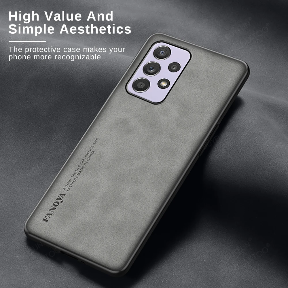 

For Samsung A73 A53 A33 A72 A52s Case Lambskin Texture Leather Back Cover for Galaxy A73 A53 A33 Soft Frame Shockproof Coque