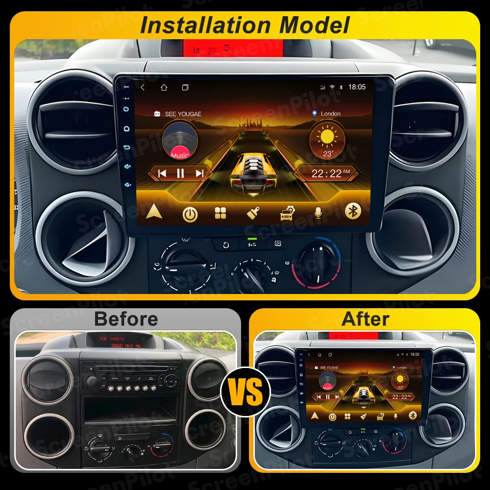 Фото Android 16 для Citroen Berlingo B9 Peugeot Partner 2008-2019 Автомобильная магнитола Стерео-головное устройство Мультимедийный видеоплеер GPS-навигация №2