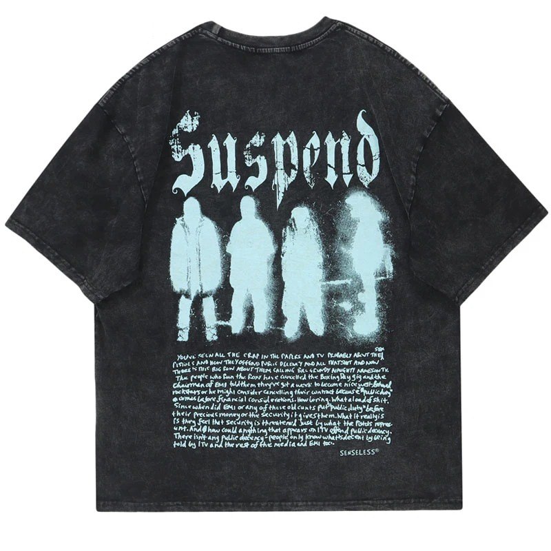 

2023 Vintage Tshirt Streetwear Y2K Hip Hop Shadow Letter Print Pun Gothic Tee Shirts Harajuku Fashion Casual Loose Washed Top