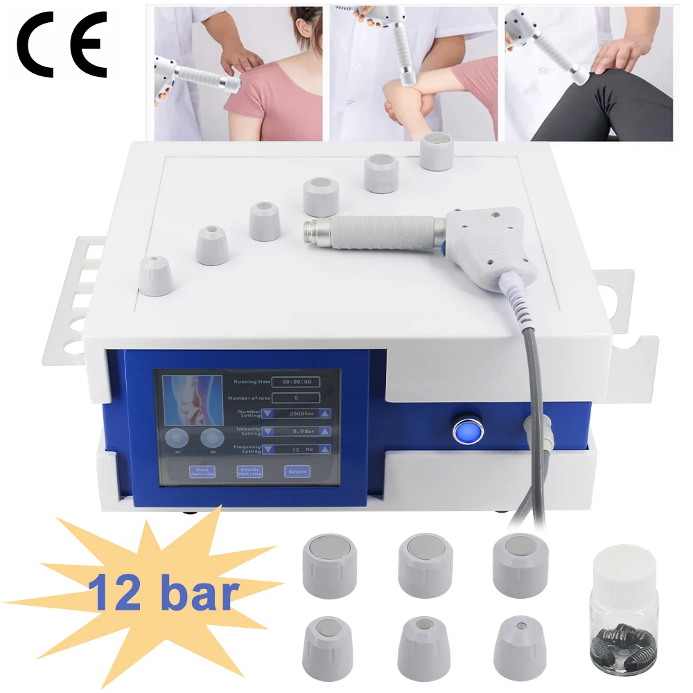 

New 12Bar Pneumatics Shock Wave Equipment Treats Fasciitis Body Massage ED Pain Relief Physiotherapy Shockwave Therapy Machine