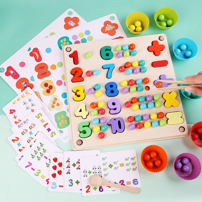 

Children Wooden Digital Cognitive Operation Puzzle Early Education Bead Arithmetic Matching Building Block Baby Toy Gifts