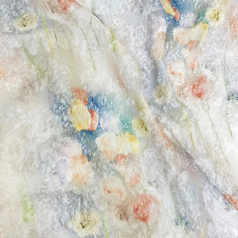 Акварельная ткань с цифровой печатью розовая жаккардовая французская ретро для