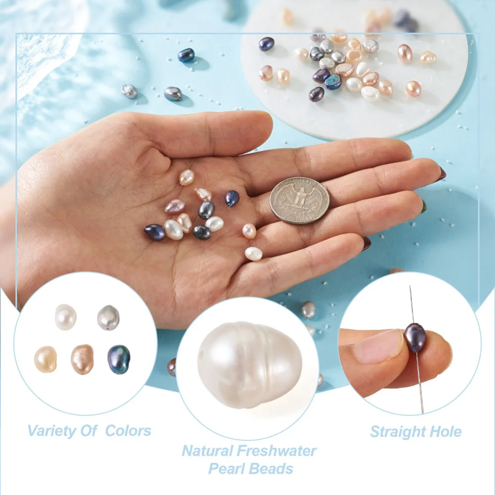 100Pcs Natural Cultured Freshwater Pearl Beads Rice Shape Loose Beads for Necklace Bracelet Charm Jewelry Making DIY Accessories