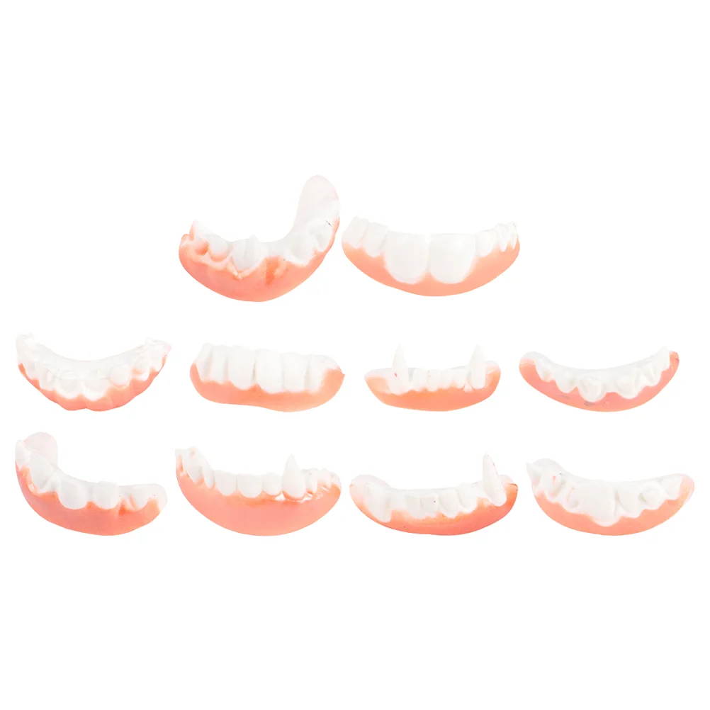 

10 PCS Adult Costume Halloween Dentures Face Zombie Teeth Fangs Party Props White Pvc False that fit and you can eat