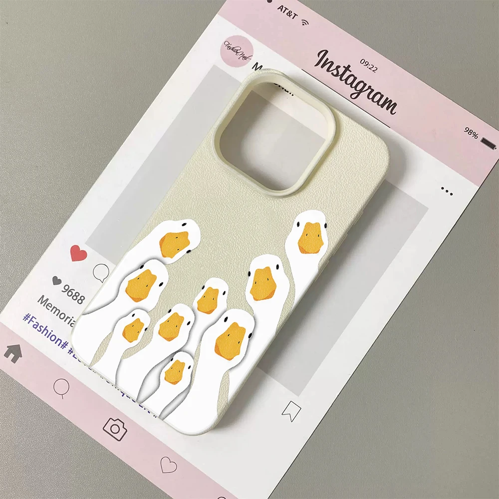 Фото Милый чехол для iPhone 11 12 13 14 15 16 17 Pro Max Plus Air с рисунком белой утки, креативный дизайн, мягкий чехол из поликарбоната №1