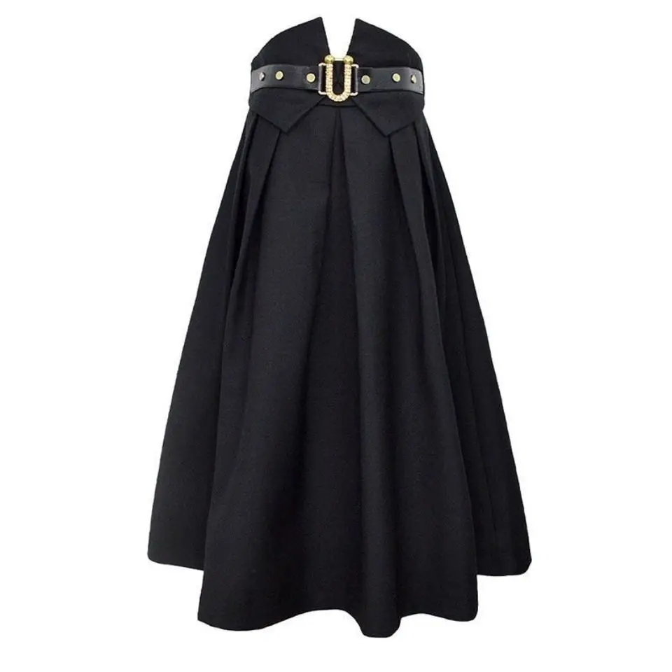 Half-length skirt black high-waisted fashionable  thin high-end  skirt autumn and winter new women  harajuku  pleated skirt