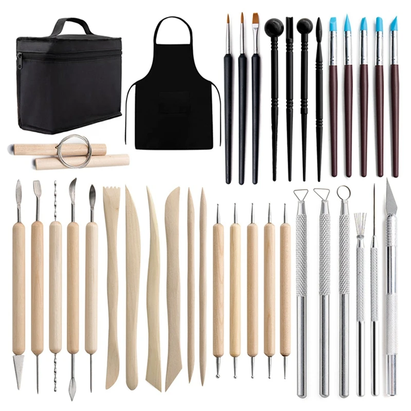 

37-Pack Polymer Clay Tools, Modeling Clay Sculpting Tools, Rock Art Kit For Sculpting Pottery