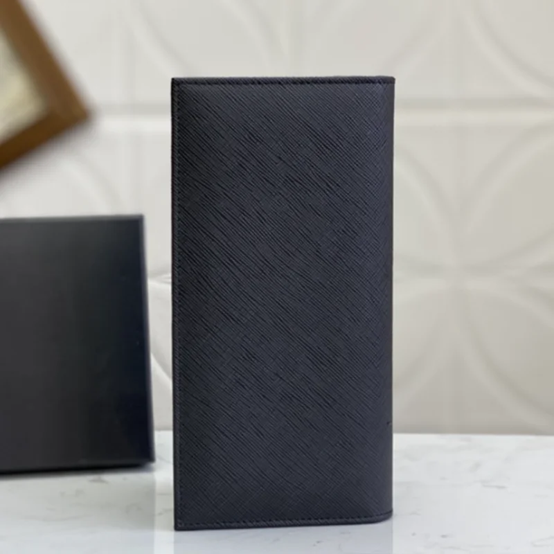 

Classic High End Leather Men's Cross Pattern Suit Clip Change Business Card Wallet