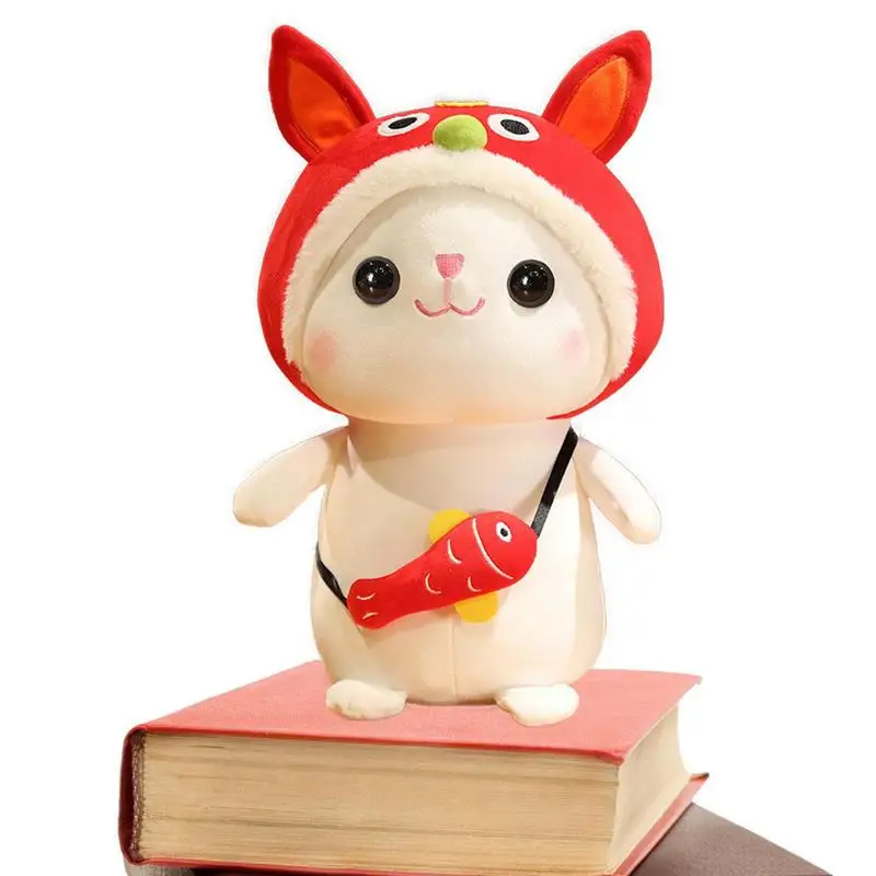 

Chinese Rabbit Plush 2023 Rabbit Chinese New Year Mascot Bunny Figurines Chinese Stuffed Animal Dolls Luck Rabbits for Home Part
