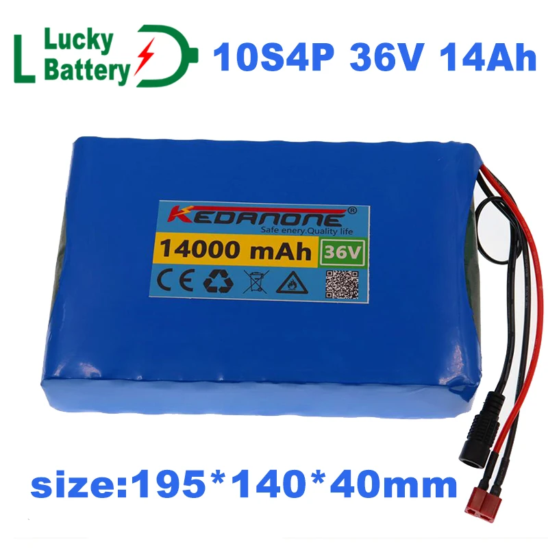 

Lucky 36V Battery Pack 14000mAh 18650 Li-ion Battery Built-in 20A BMS 42V 2A Charging Electric bicycle E-bike Battery + Charger