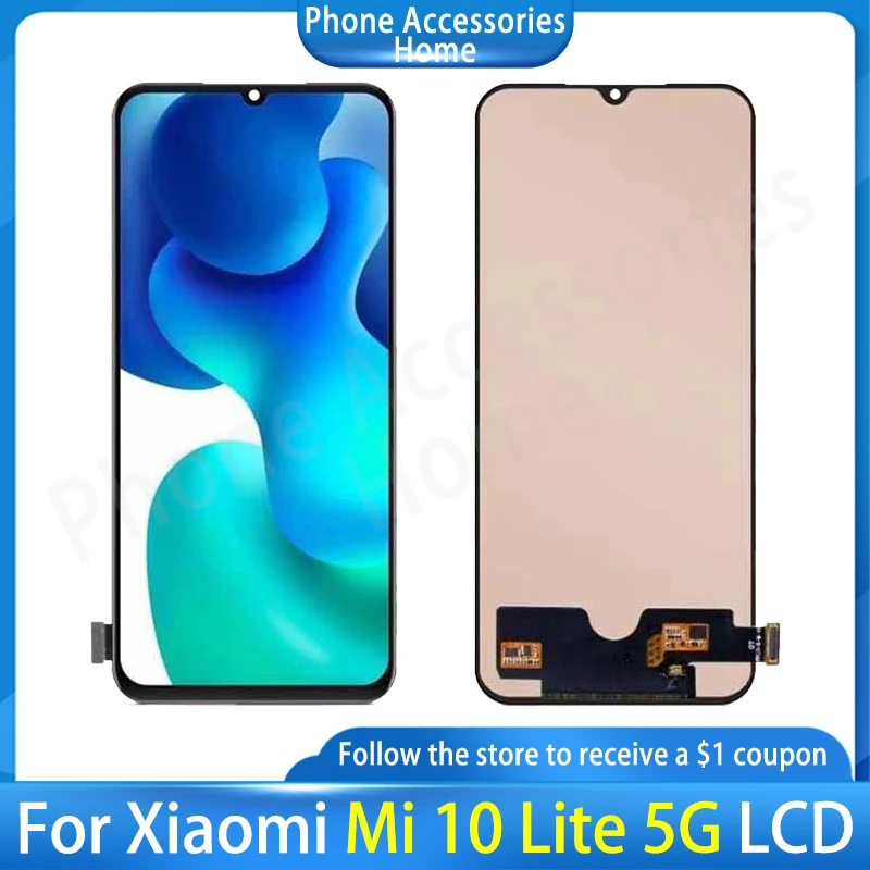 

Оригинальный дисплей AMOLED для Xiaomi 10 Lite, зеркальный ЖК-дисплей с сенсорным экраном, дигитайзер в сборе для Xiaomi Mi 10 Lite, ЖК-экран