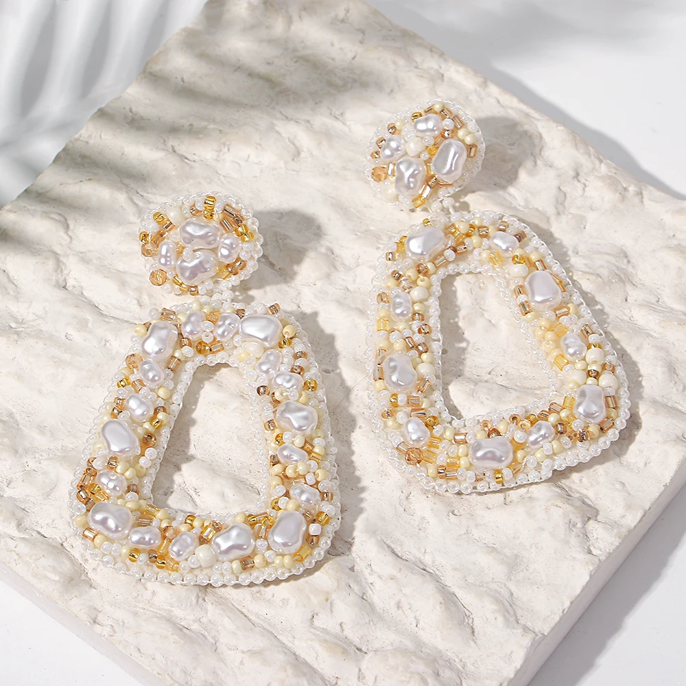 Женские серьги-подвески AENSOA яркие трапециевидные висячие серьги ручной работы с