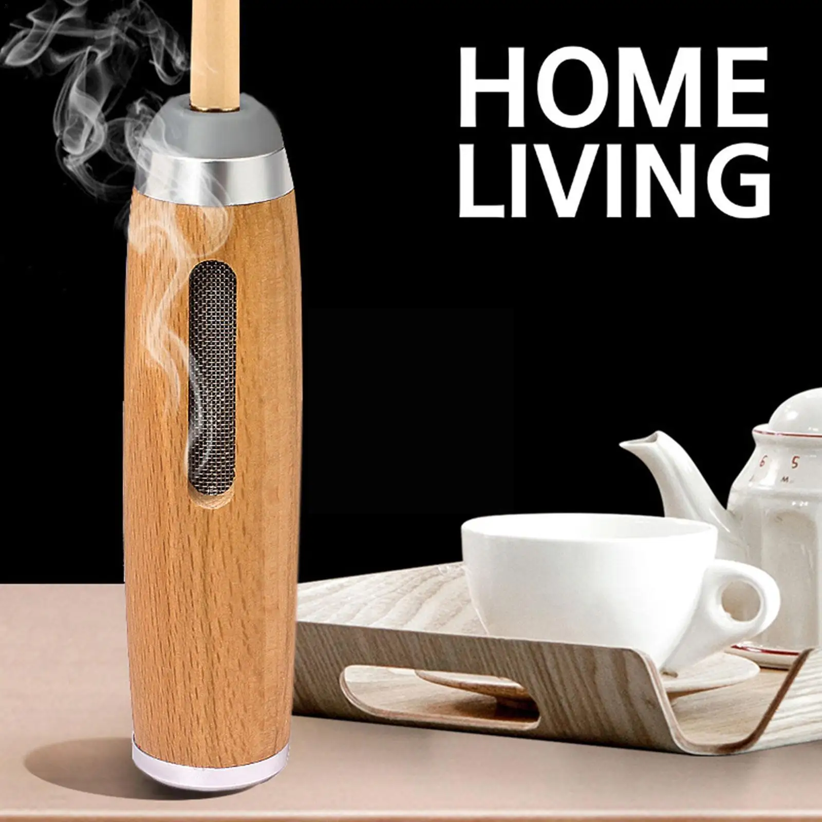 

Handheld Mini Ashtrays Anti Soot-flying Cigarette Cover Portable Car Ashtray Wood Cigarette Holder For Working Driveing Gam C3U6