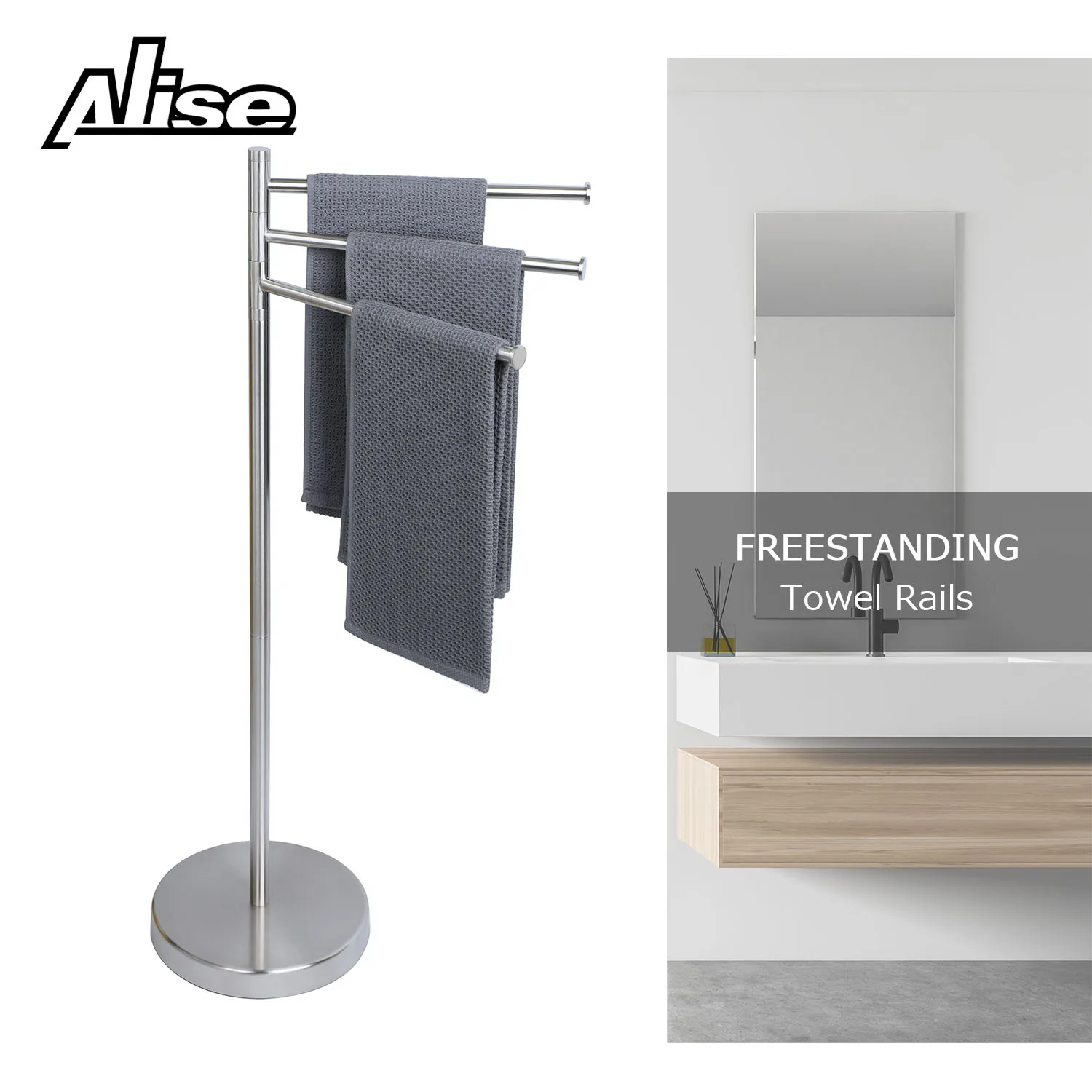 Rail With Toilet Paper Holder Towel Holder Stand 304 Stainless Steel Gun Gray Bathroom Accessories