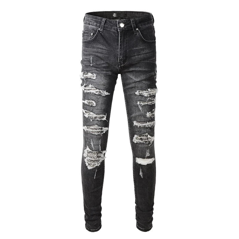 

High Quality Male Ripped Hole Design Stretchy Jean New Fashion Hip Hop Style Trousers For Men Pantalon Oversized Vaqueros Hombre
