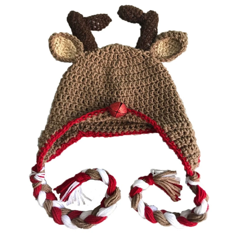 

Cartoon Elk Elements Knit Hat Ear Protecting Winter Outdoor for Girls Boys