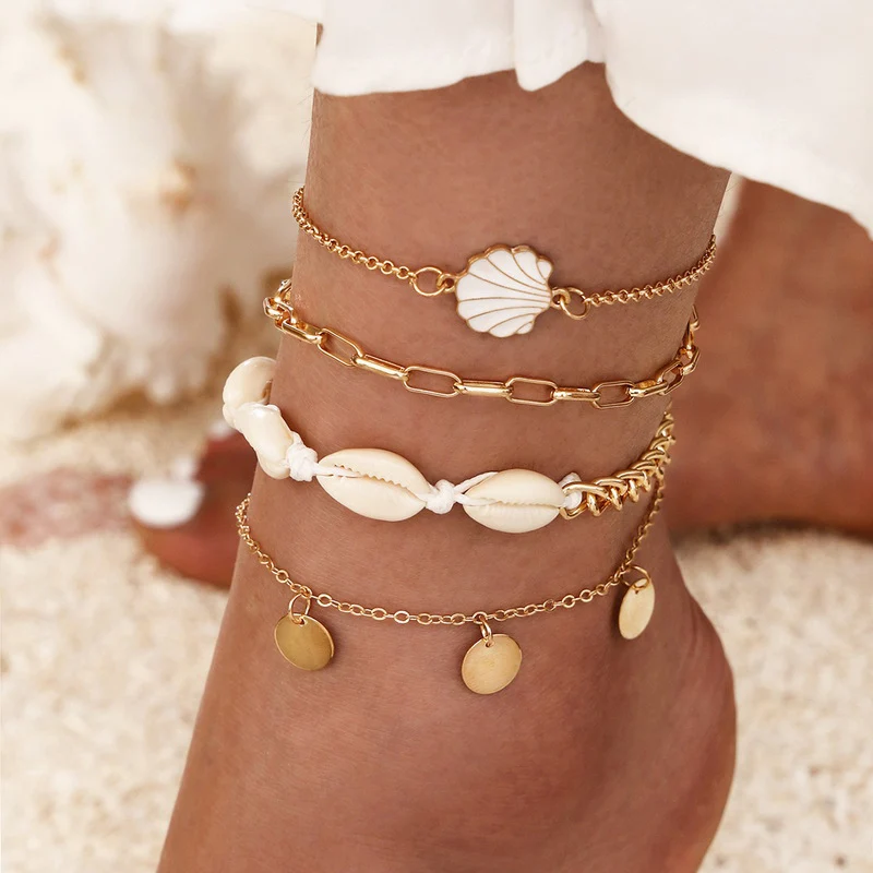 

Bohemian Shell Chain Anklet Sets For Women Summer Beach Party Multilayer Ankle Bracelet On Leg Foot Barefoot Jewelry Gifts