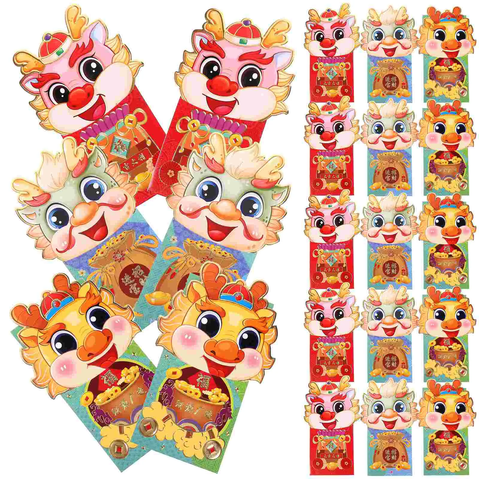 

Конверты для денег, 36 шт., новогодние пакеты, бумажные пакеты в китайском стиле с красным драконом, 2024