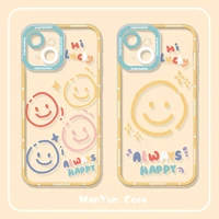 cute cartoon smiley fluorescent phone case for iphone 13 11 12 pro max x xr xs max 7 8 plus colorful clear soft shockproof cover