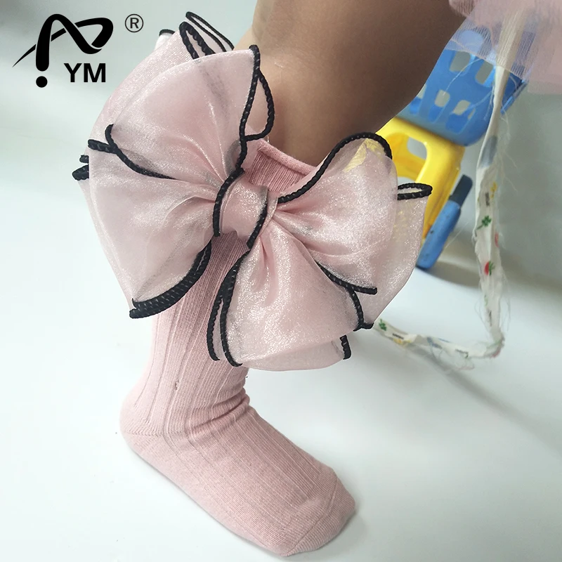 

New Fashion Children Socks With Bows Baby Girls Sock Knee High Cotton Toddler Long Socks For Kids Candy Color One Pair Infant
