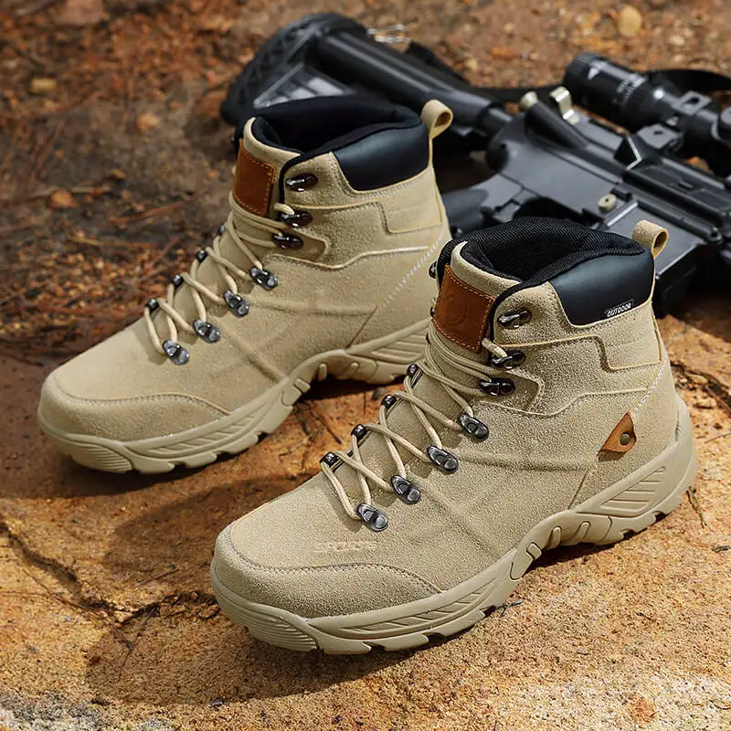 

New Cow Sued Military Ankle Boots Men Outdoor Genuine Leather Tactical Combat Boots Work Safty Shoes for Men Casual Hiking Shoes